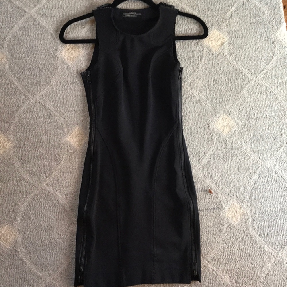 Allsaints Black fitted knee length zipper dress - Picture 2 of 3
